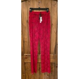 NWT Victoria's Secret Pink Lace Pants Womens XS Red VS Archives Rose Waistband